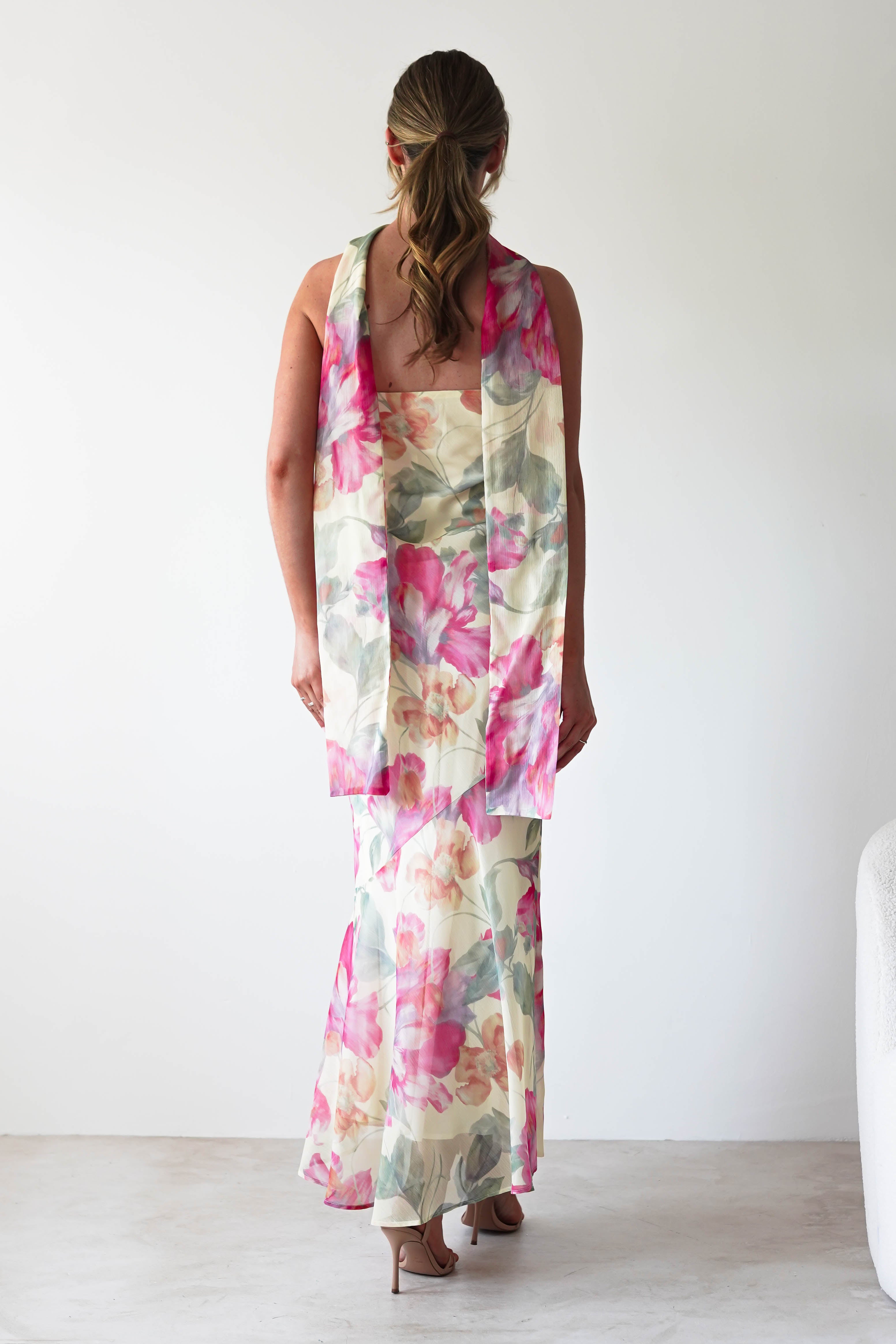 Floral Elegance Strapless Maxi Dress