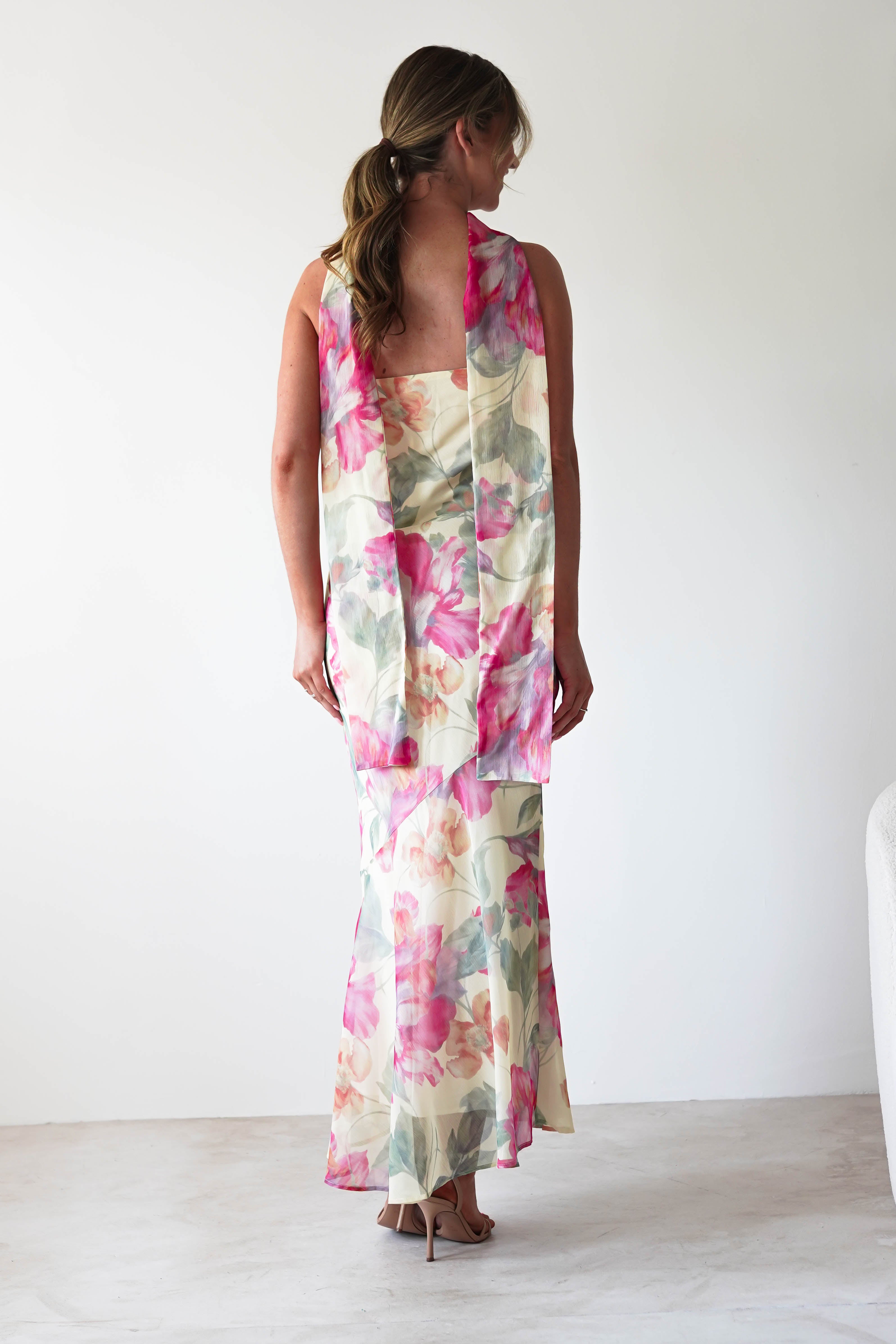 Floral Elegance Strapless Maxi Dress