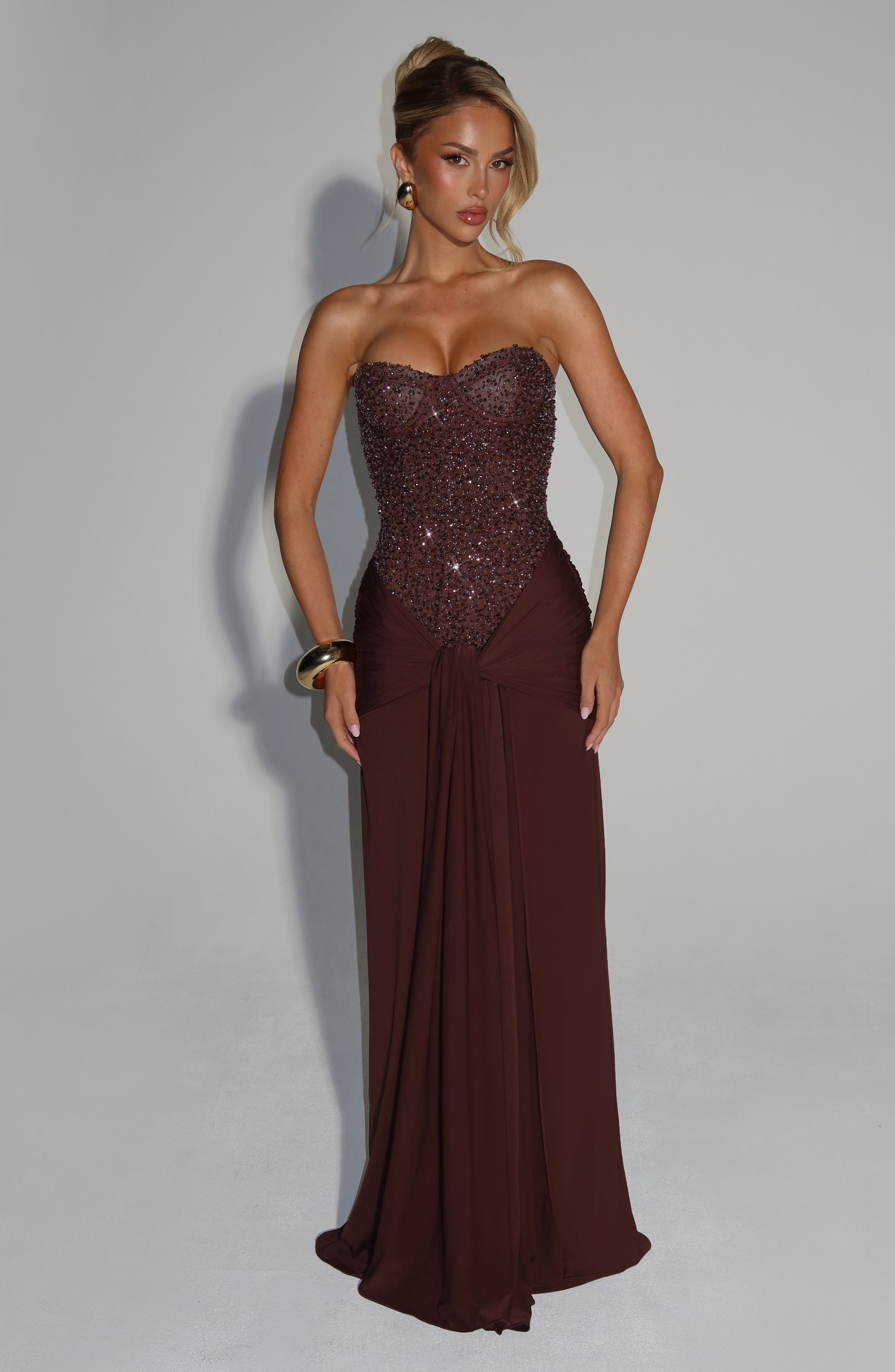 Carina Elegance Dress – Plum Brown