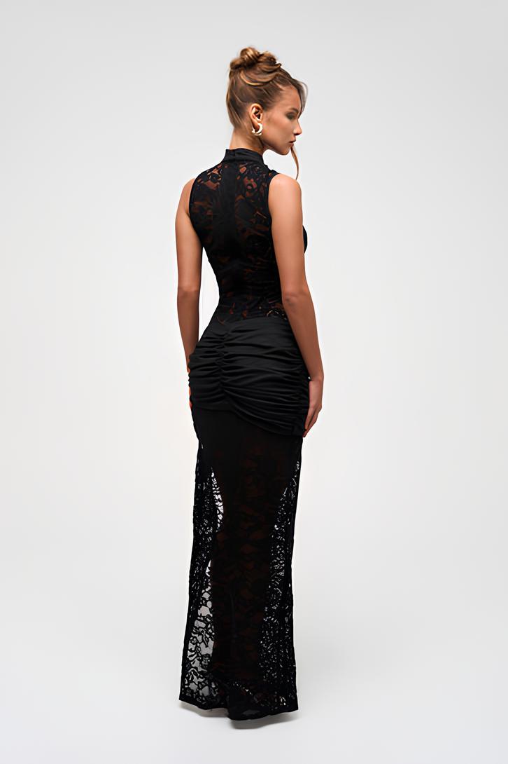 Kehlani – Lace Maxi Dress with Gold Detail