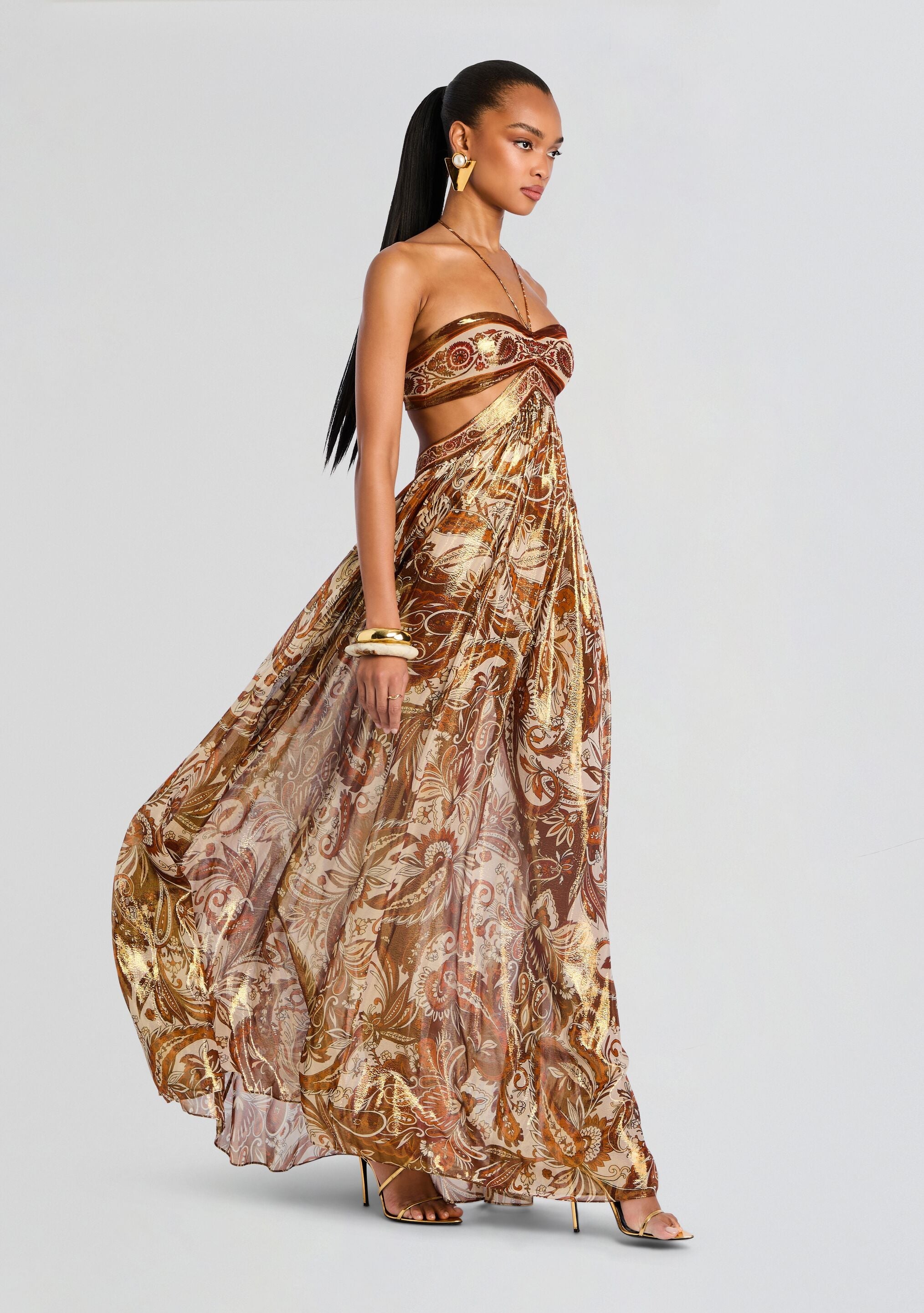 Elegant Hollow Print Halter