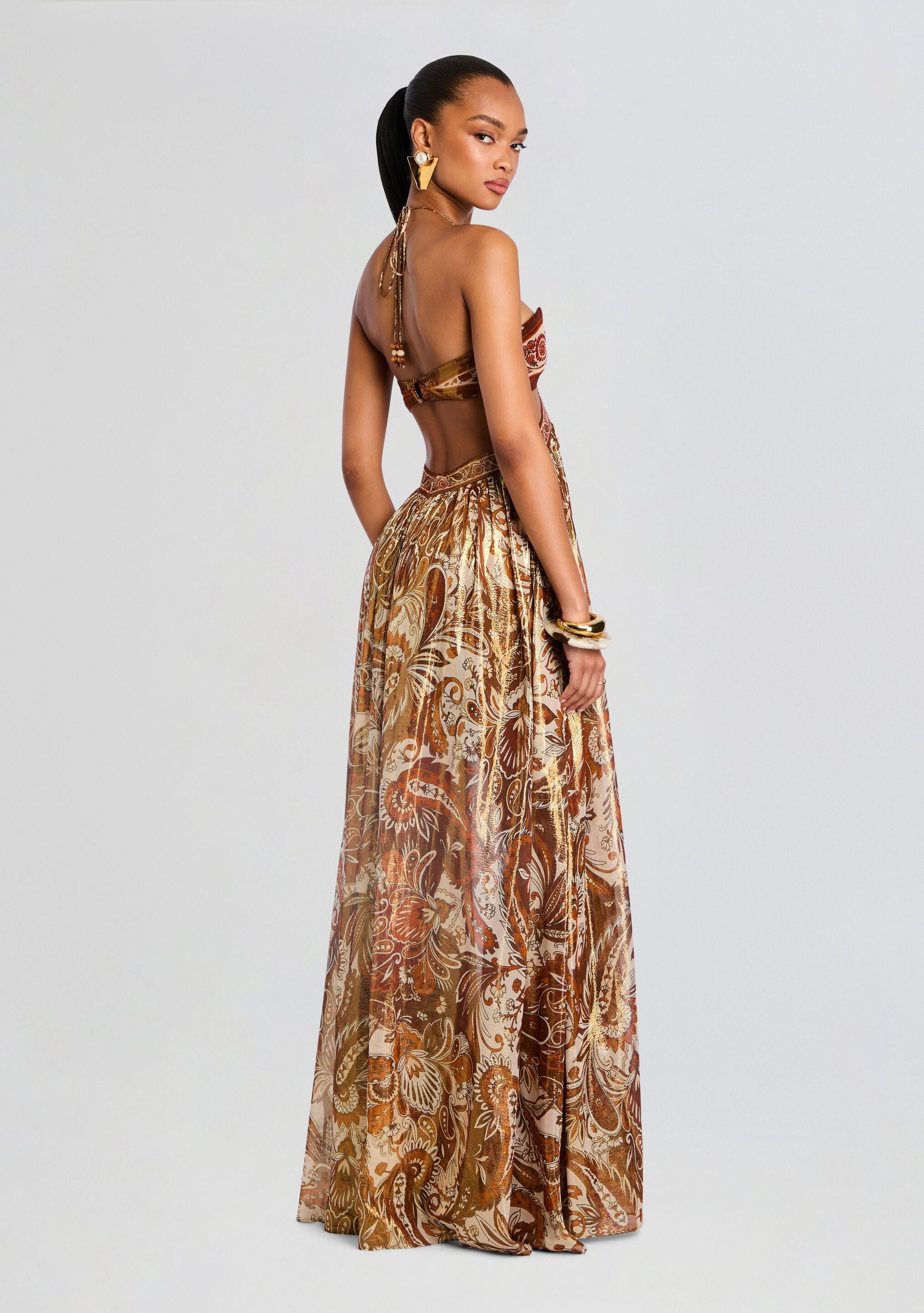 Elegant Hollow Print Halter