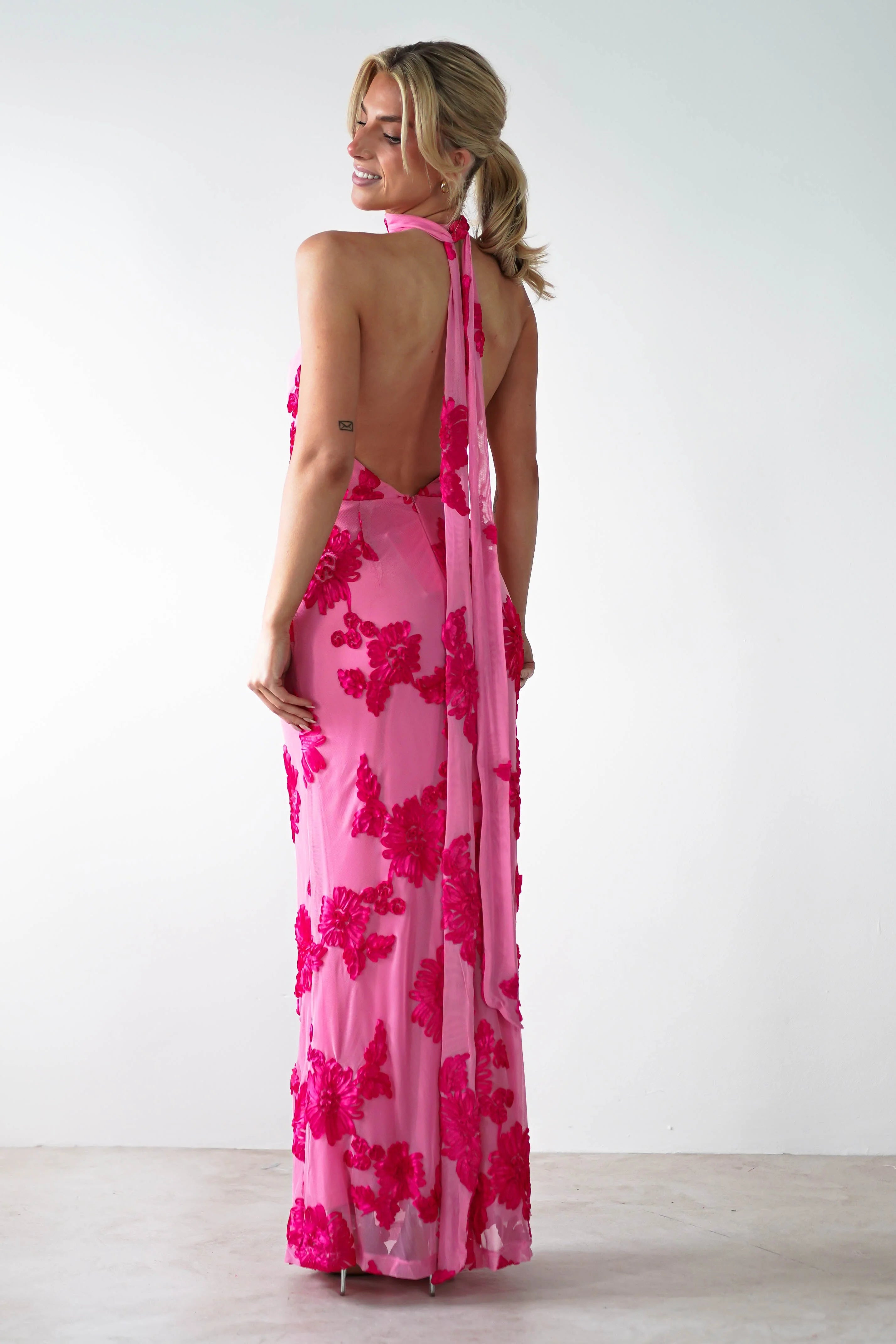 Luna Bloom Halter Maxi Dress