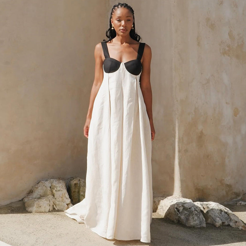 Elara Linen Tie-Back Maxi Dress