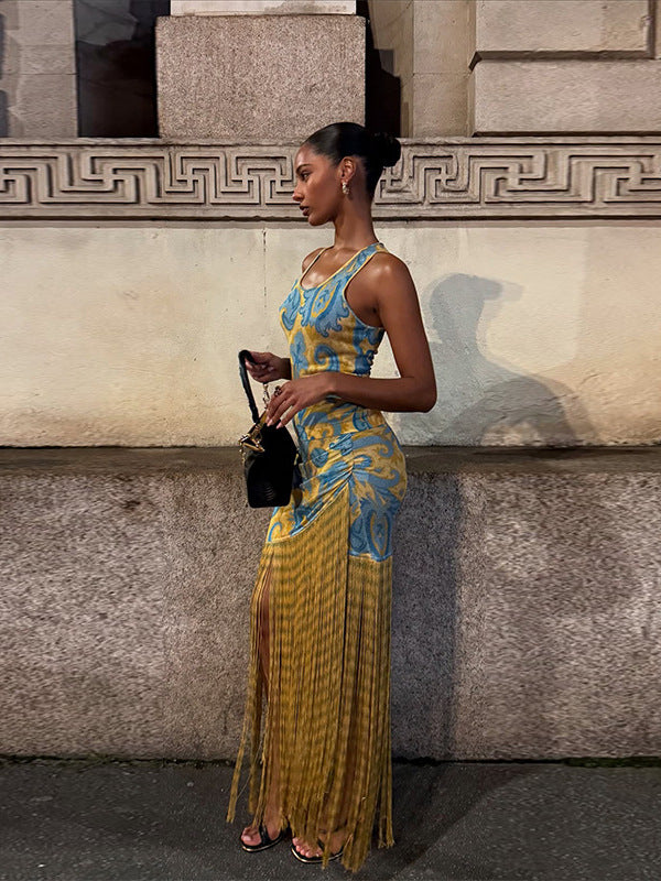 Elara Fringe Maxi Dress