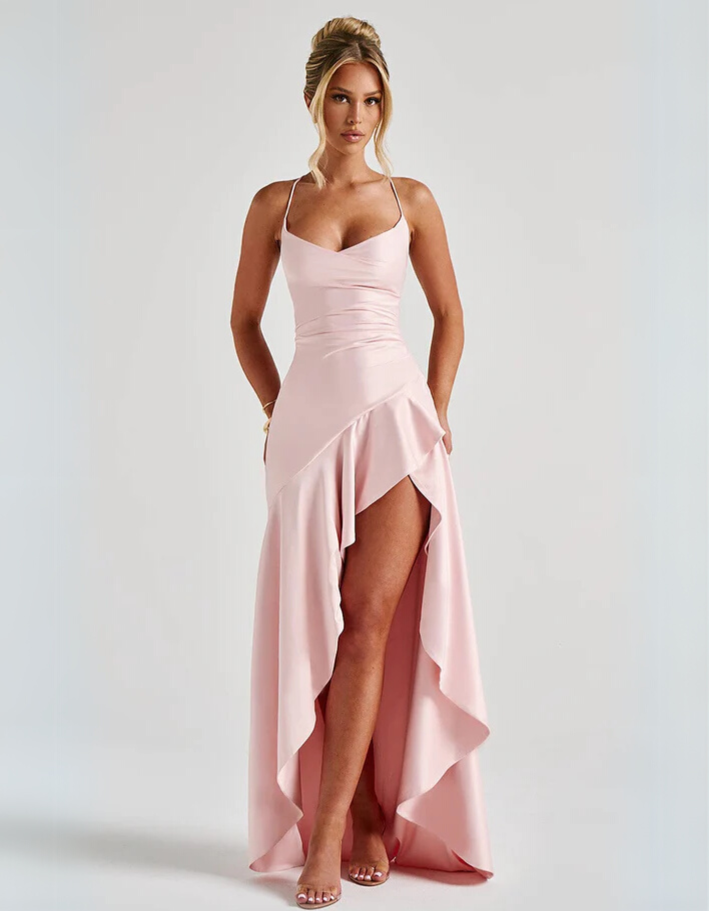 Draped Ruffle Detail Dress – Evening Gown