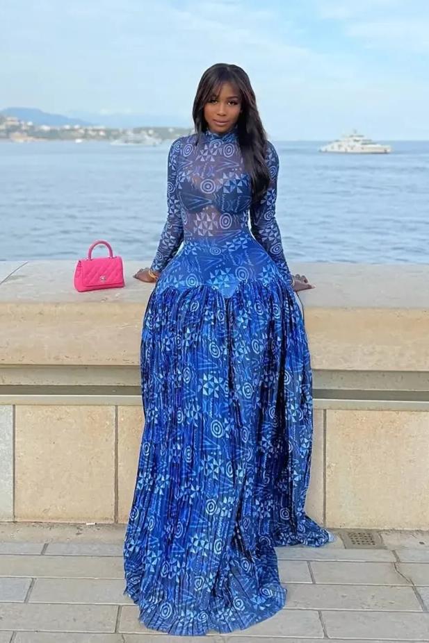 Azure Lily Sheer Mesh Maxi