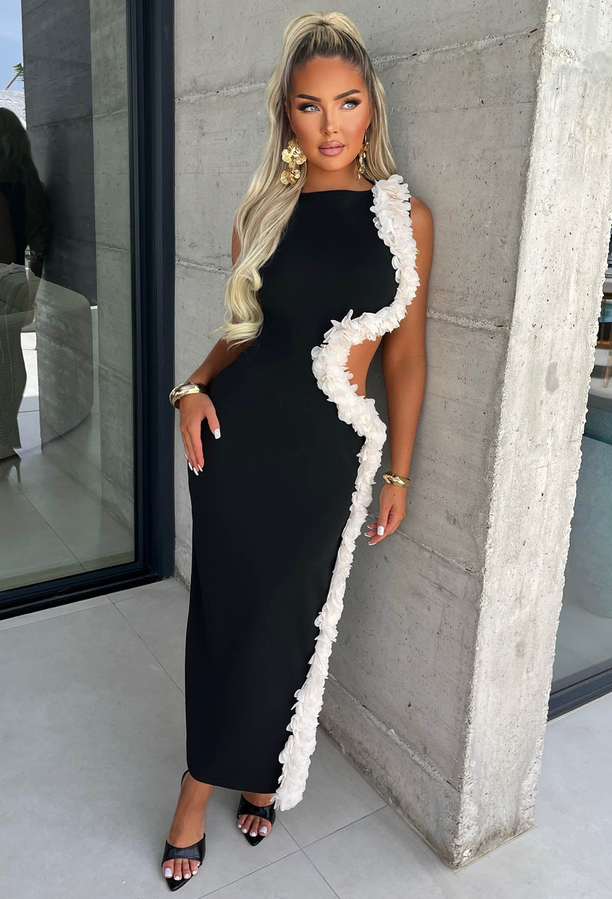 Black Cut Out Maxi Dress
