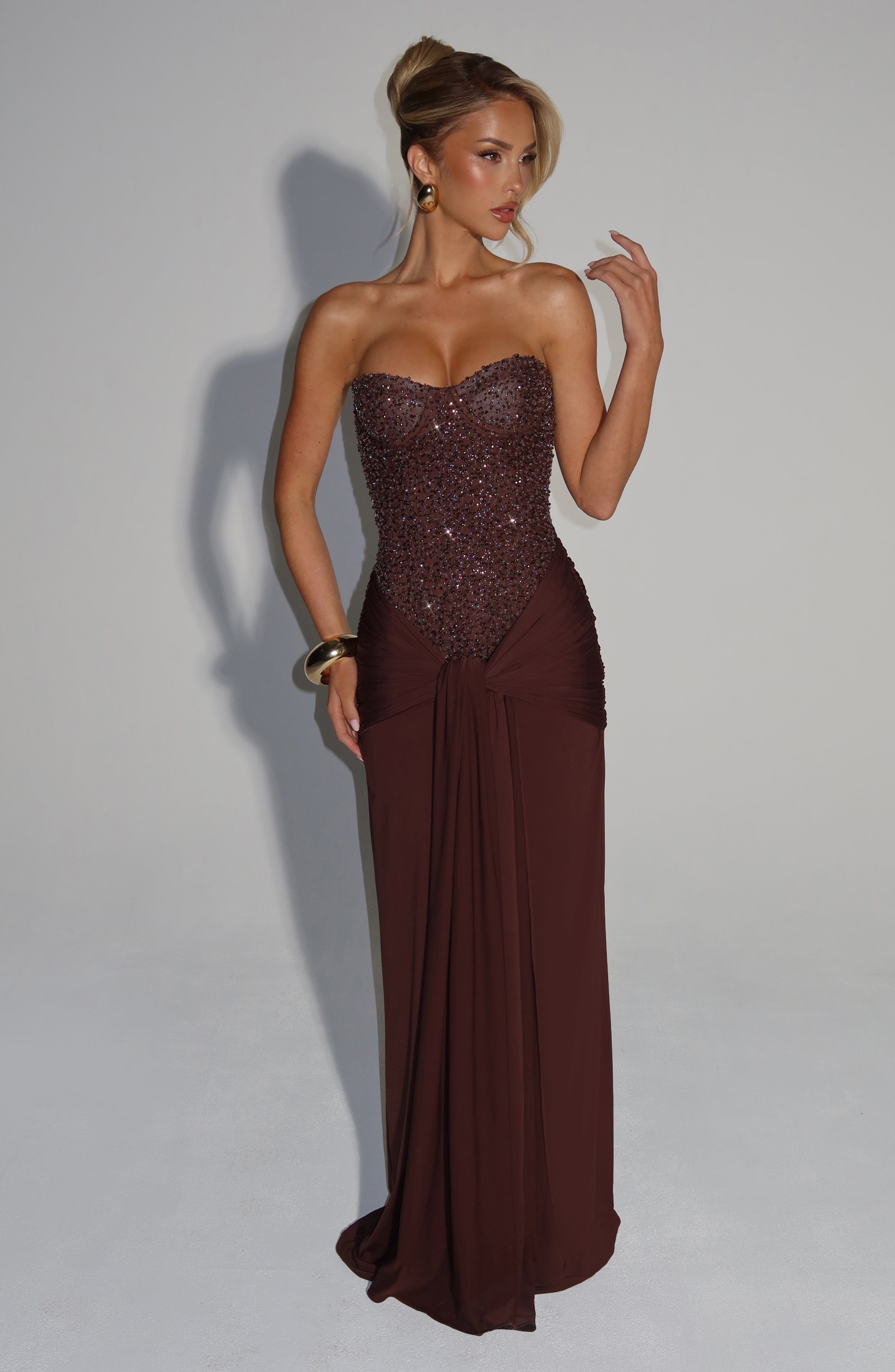 Carina Elegance Dress – Plum Brown