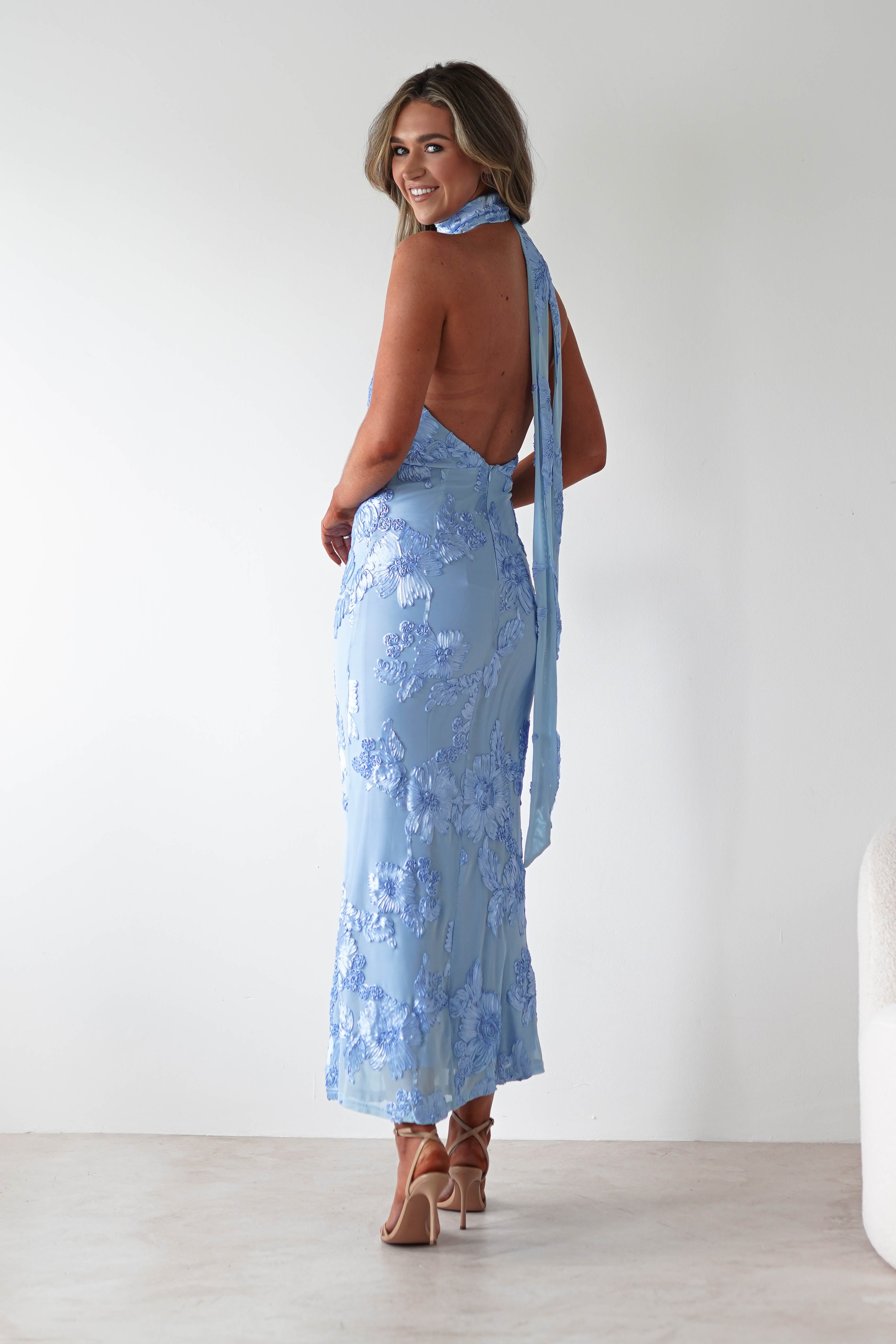 Luna Bloom Halter Maxi Dress