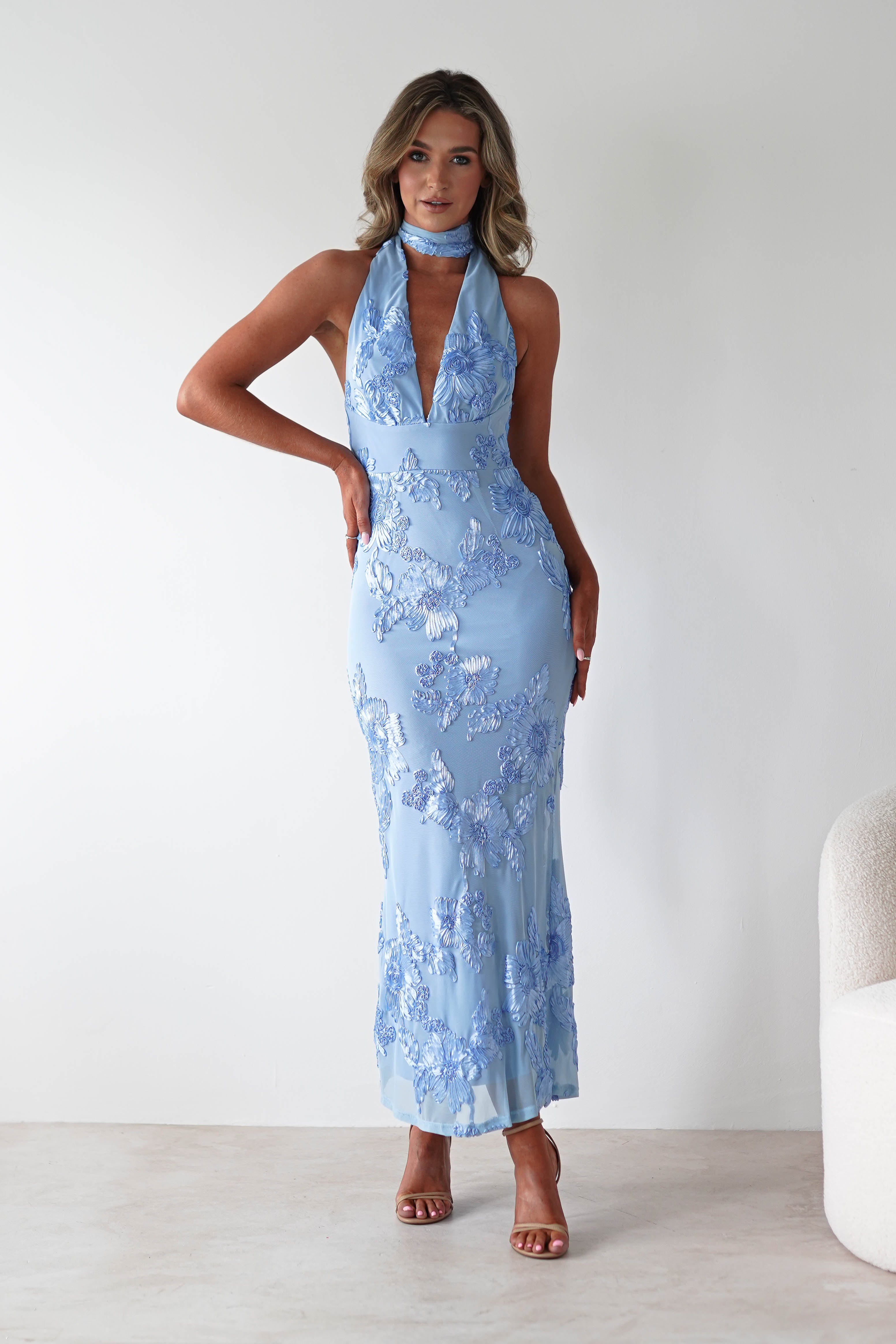 Luna Bloom Halter Maxi Dress